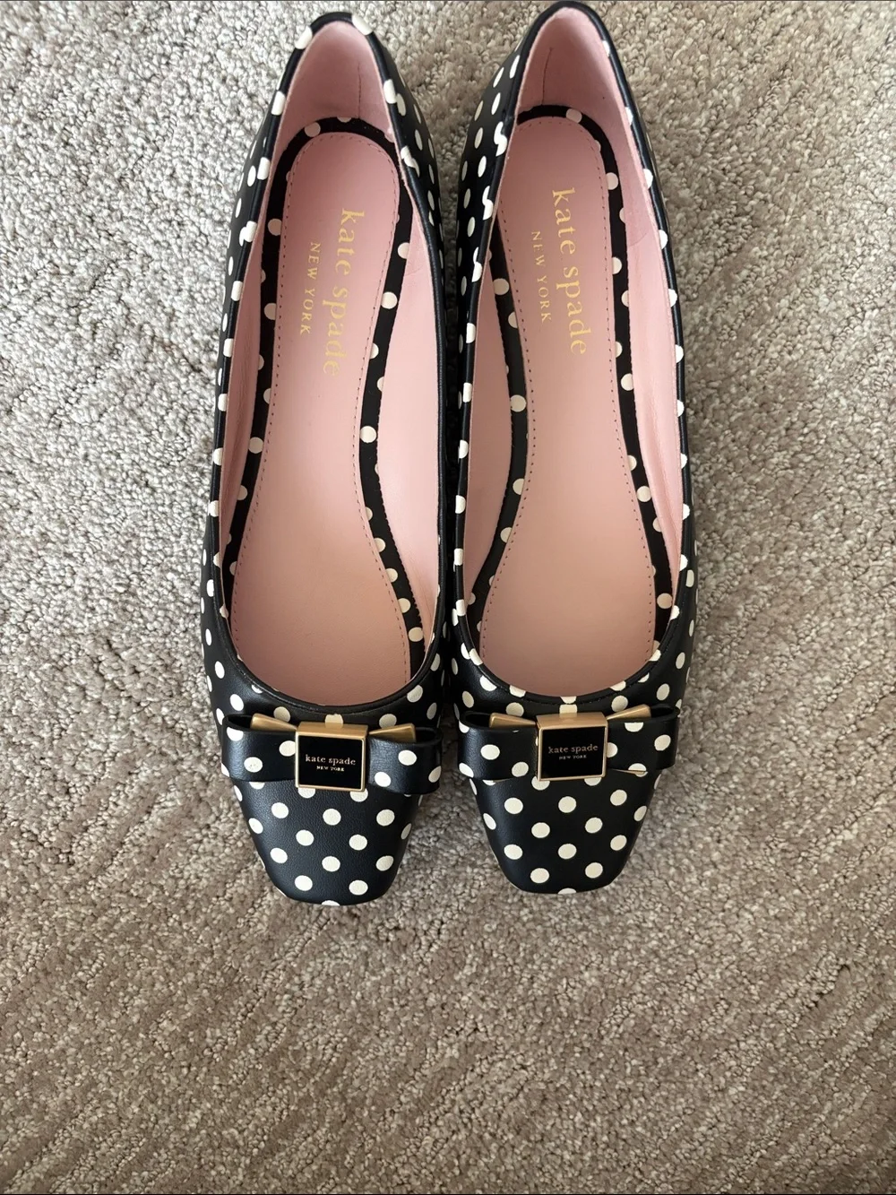 kate spade Black and White Polka Dot Bow Ballet Flats